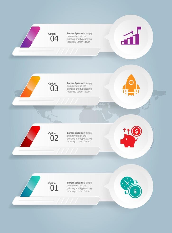 modelo de elemento de apresentação de infográficos verticais de barra de guias abstratas vetor