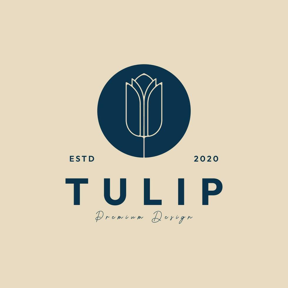 tulipa flor linha arte logotipo minimalista modelo ícone vetor ilustração Projeto