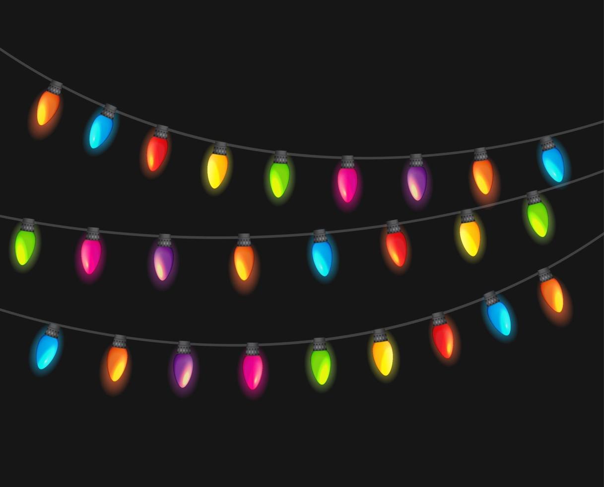 lâmpadas de guirlanda multicoloridas festivas isoladas vetor