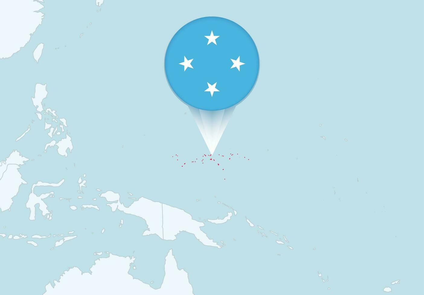 Oceânia com selecionado Micronésia mapa e Micronésia bandeira ícone. vetor