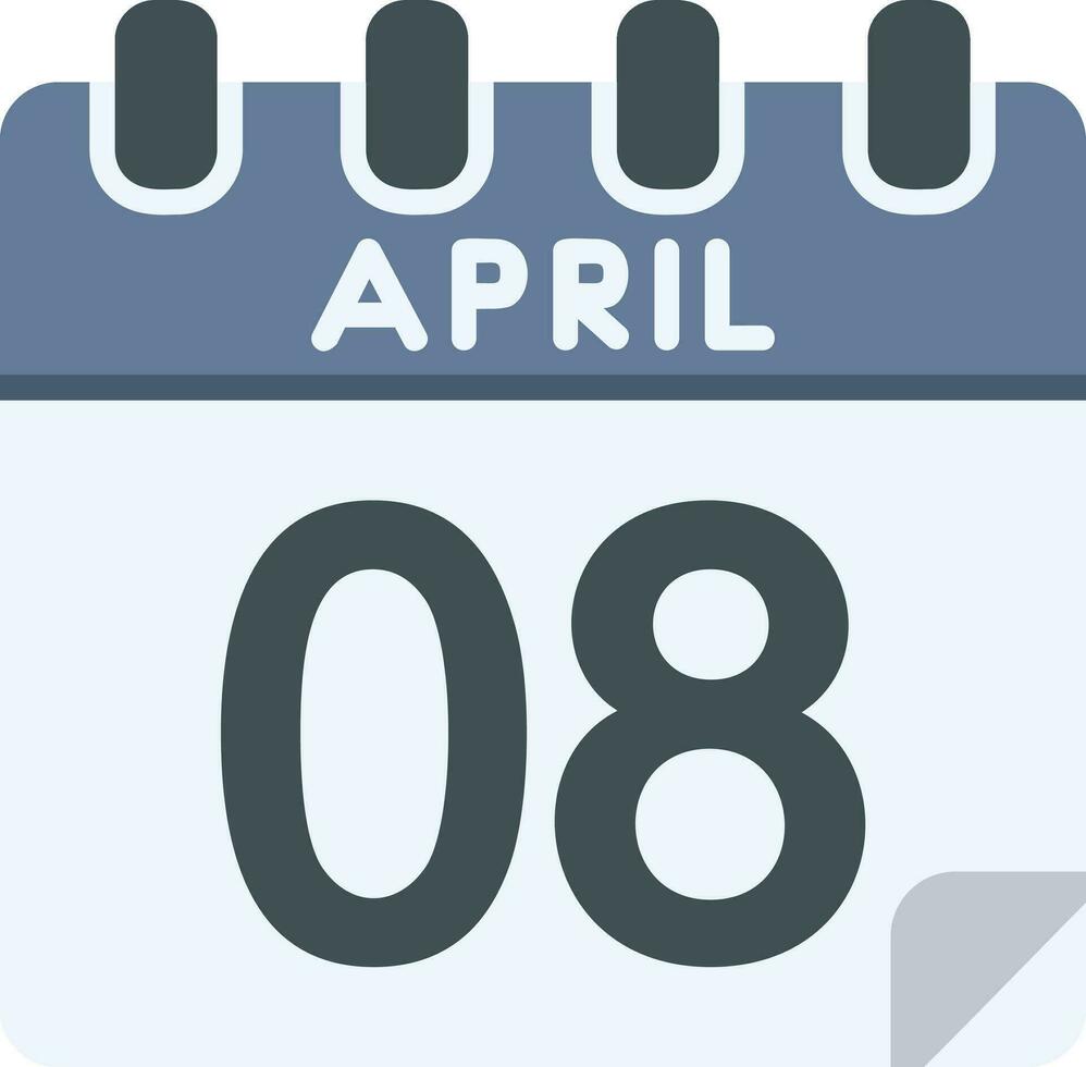 8 abril linha ícone vetor