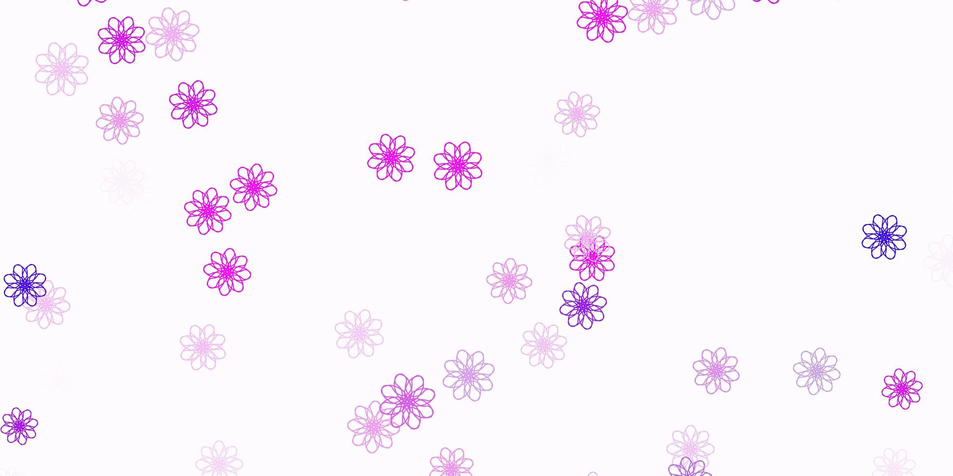 fundo do doodle do vetor roxo, rosa claro com flores.