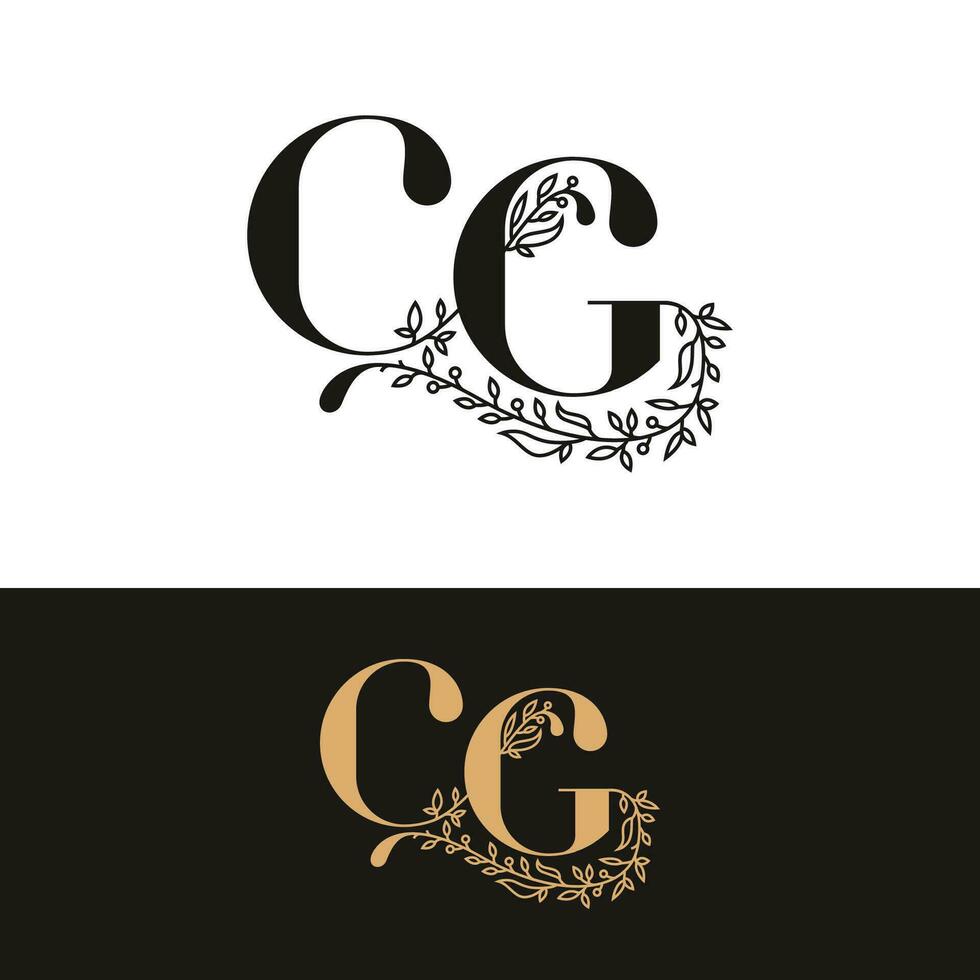 desenhado à mão Casamento monograma CG logotipo vetor