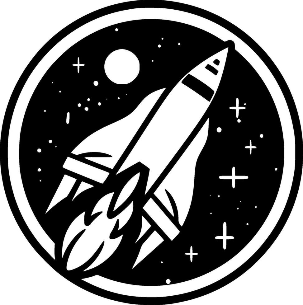 foguete - Preto e branco isolado ícone - vetor ilustração