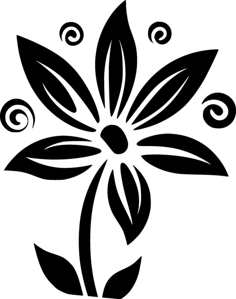flor - Preto e branco isolado ícone - vetor ilustração