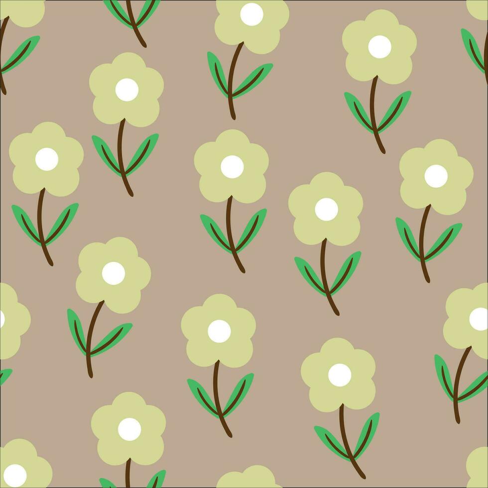 desatado padronizar desenho animado flor e folhas para têxtil, presente embrulho papel desenho animado desatado fundo, vetor ilustração, papel de parede, têxteis, bolsa, vestuário, moda Projeto