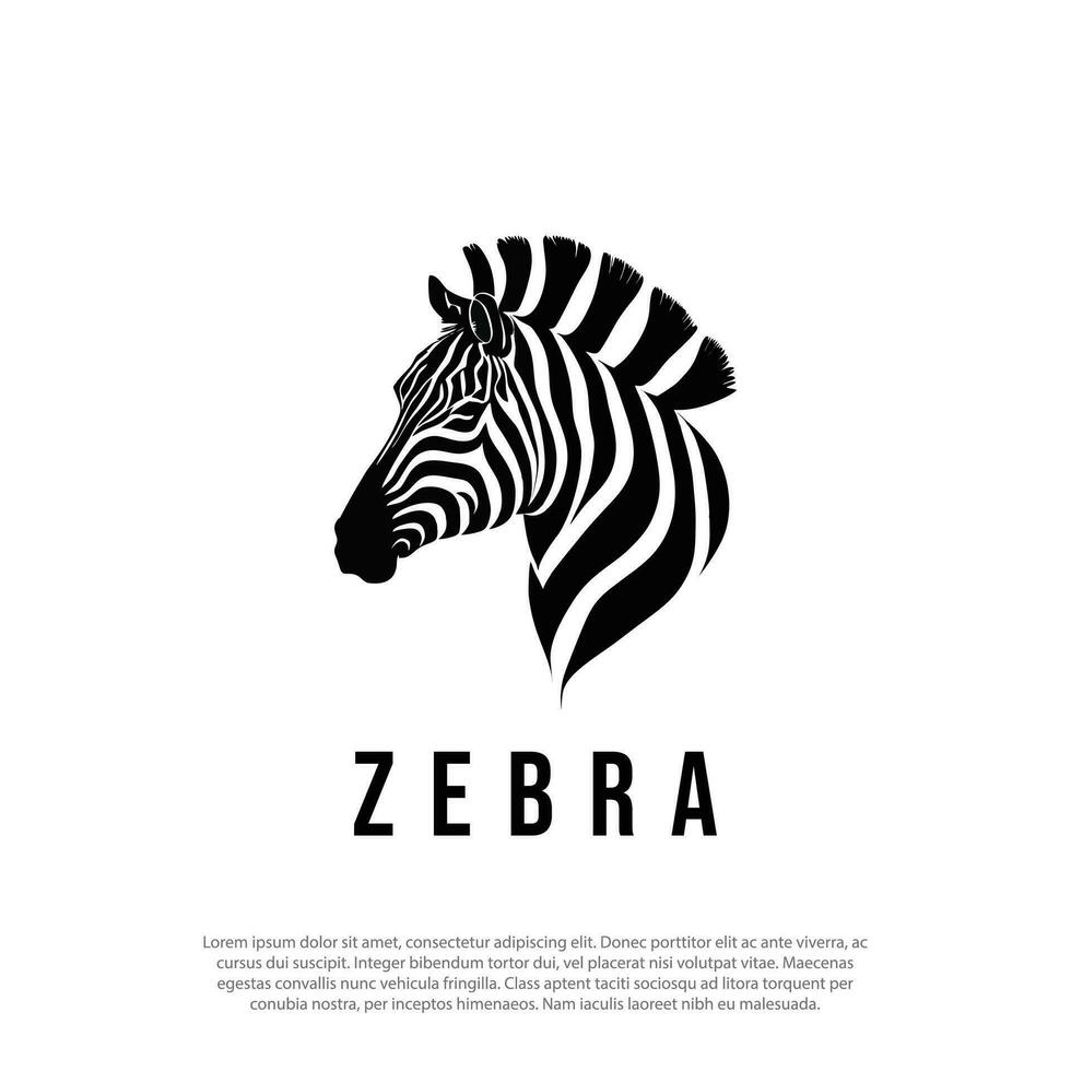 gráfico retrato do cabeça zebra lado visualizar, isolado em branco fundo, vetor ilustração para logotipo tatuagem e impressão
