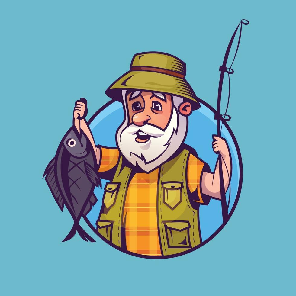 pescador com captura. arte conceitual de pesca em estilo cartoon. vetor