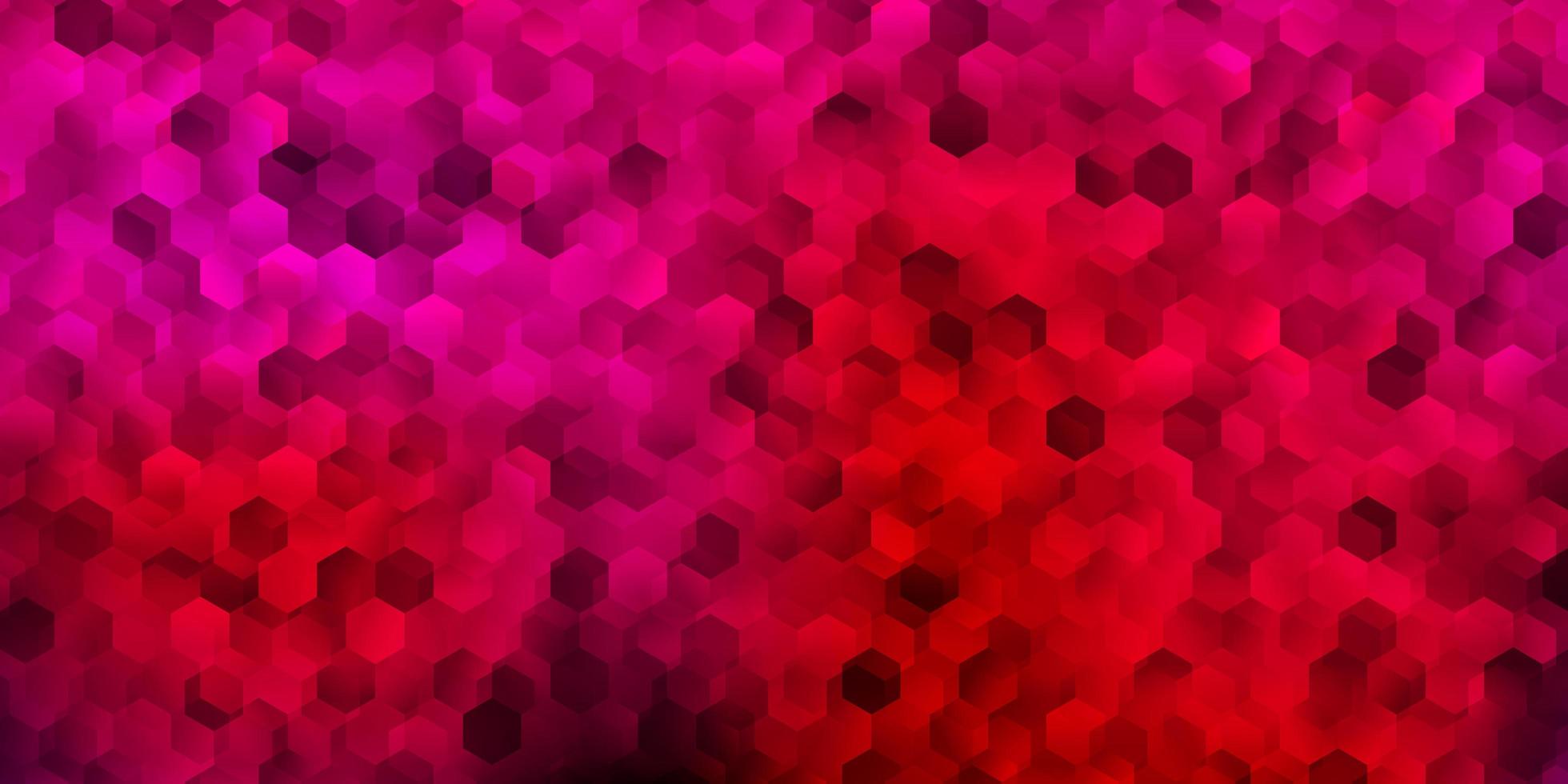 pano de fundo vector rosa claro com um lote de hexágonos.