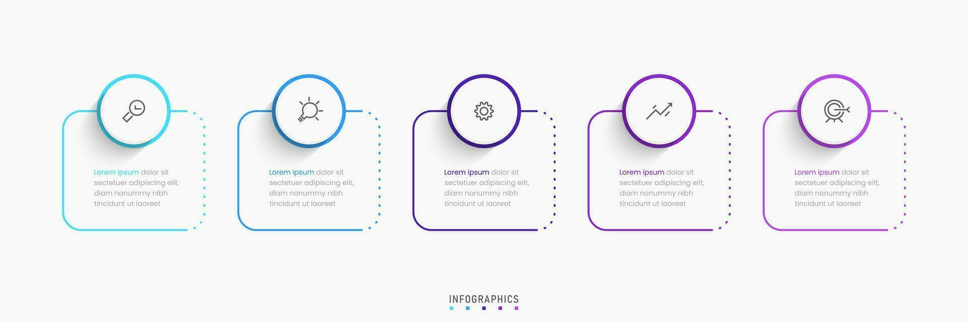 modelo de design de rótulo infográfico vetorial com ícones e 5 opções ou etapas. pode ser usado para diagrama de processo, apresentações, layout de fluxo de trabalho, banner, fluxograma, gráfico de informações. vetor