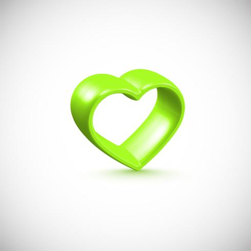 Moldura de coração verde 3D, ilustração vetorial vetor