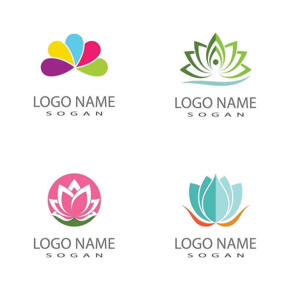 ícone de modelo de logotipo de design de flores de lótus de vetor de beleza