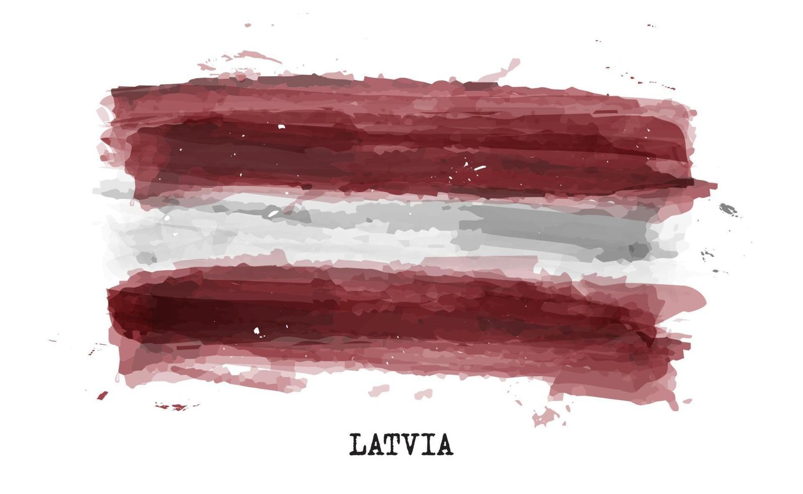 Bandeira de pintura em aquarela realista da Letônia. vetor. vetor