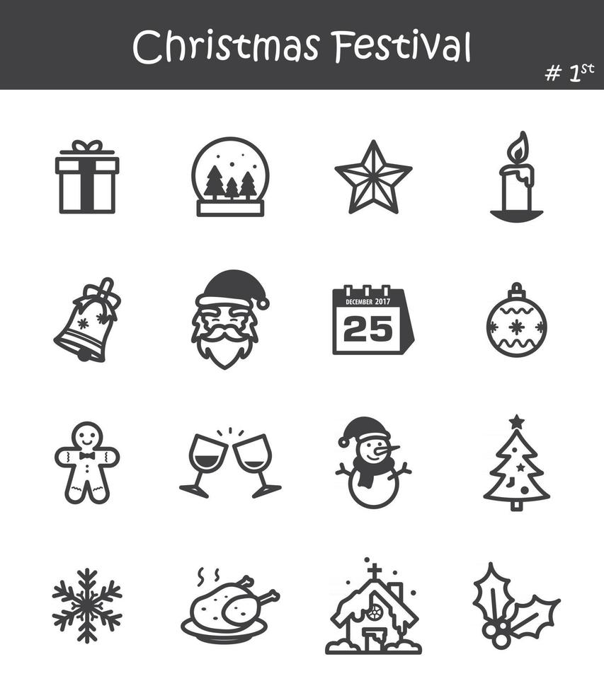 conjunto de ícones do festival de natal vetor