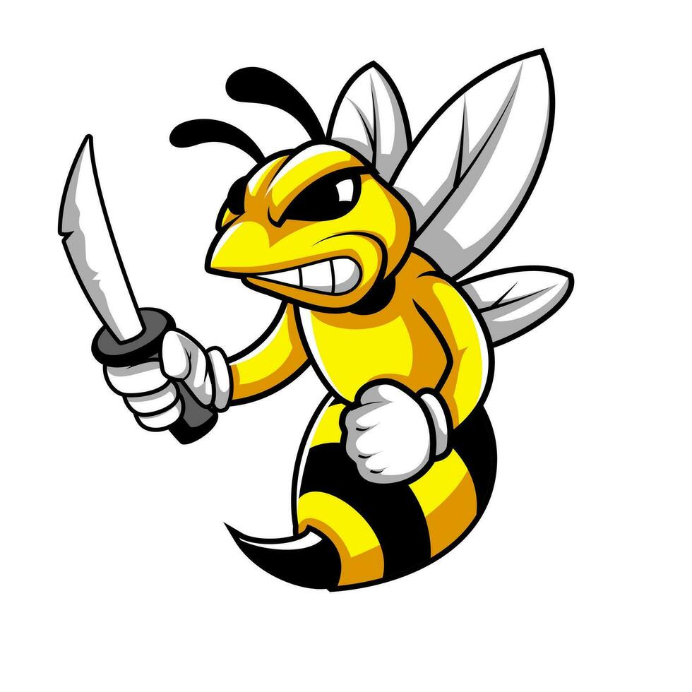 vetor do Bravo vespa mascote segurando faca