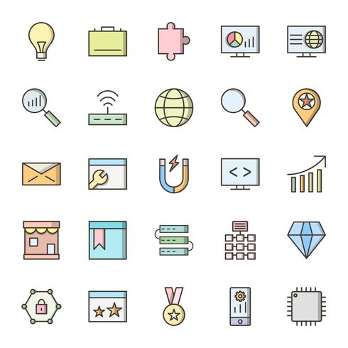 Conjunto de vetor SEO Search Engine Optimization Icons