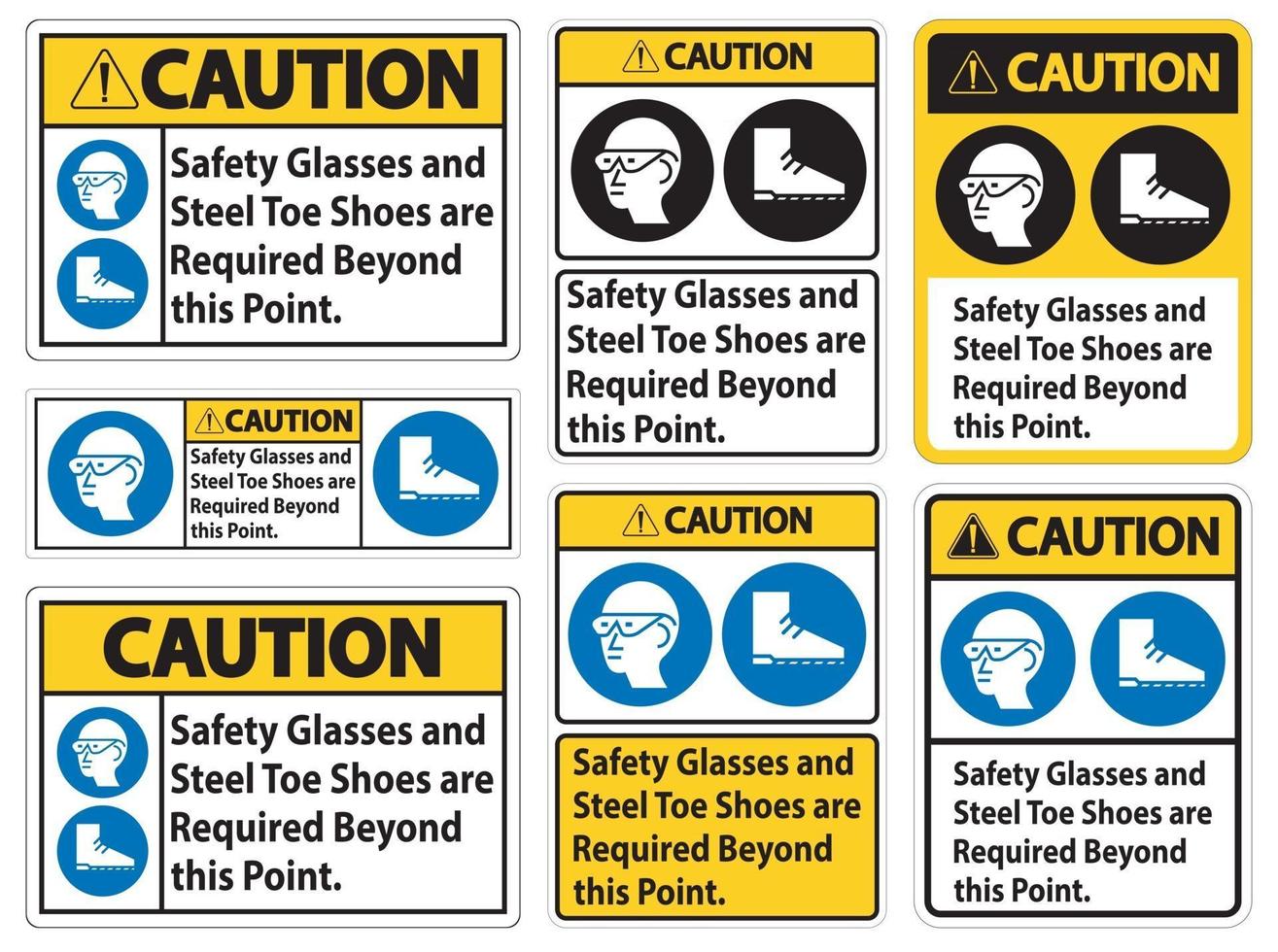óculos de segurança com cautela e sapatos com biqueira de aço são necessários além deste ponto vetor