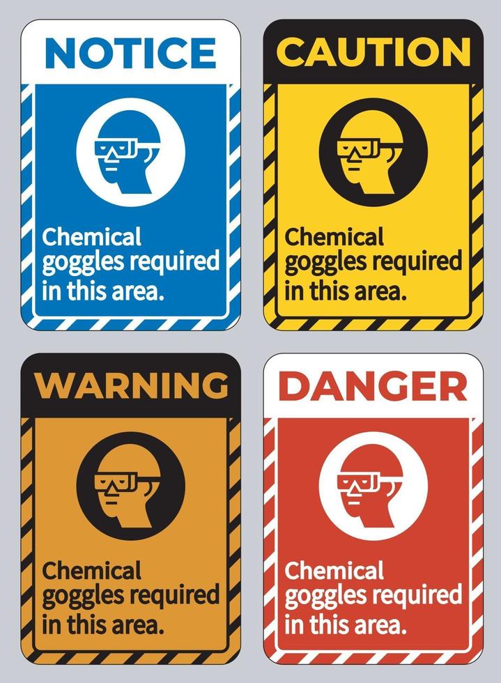 óculos de proteção química necessários nesta área vetor
