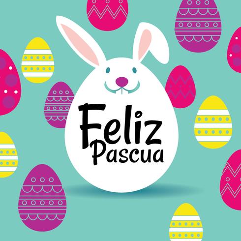 Easter feliz ou cartão de Feliz Pascua vetor