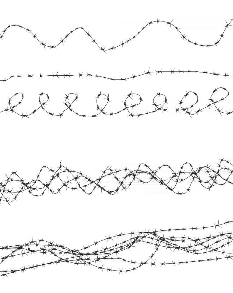 silhueta de obstáculo severo. cercas de arame farpado. ilustração vetorial vetor