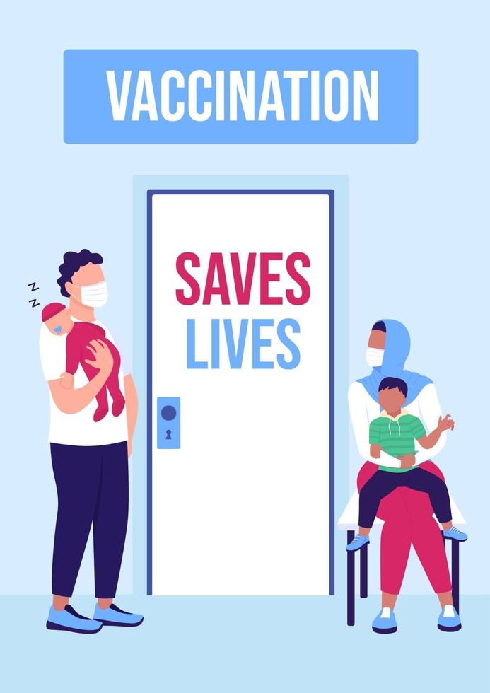 modelo de vetor plano de cartaz de campanha de vacinação