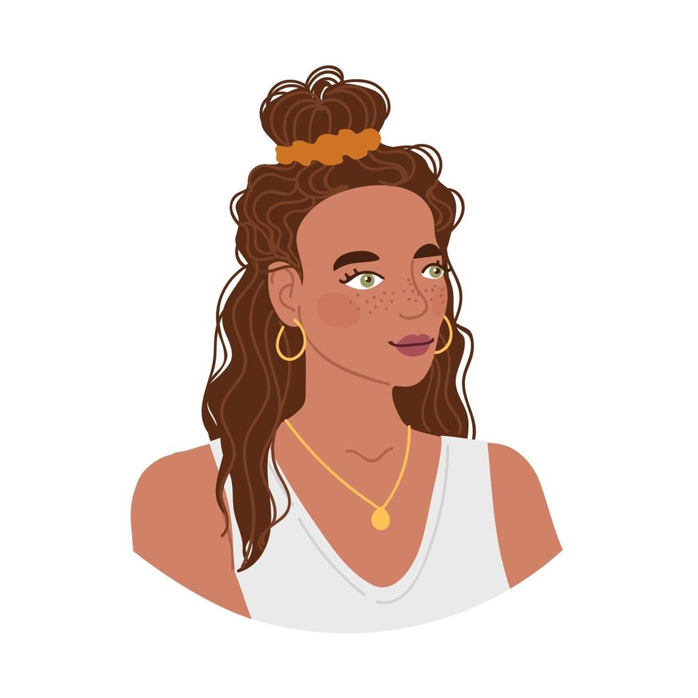 ilustração vetorial colorida de penteado de menina da moda isolado no fundo branco. vetor