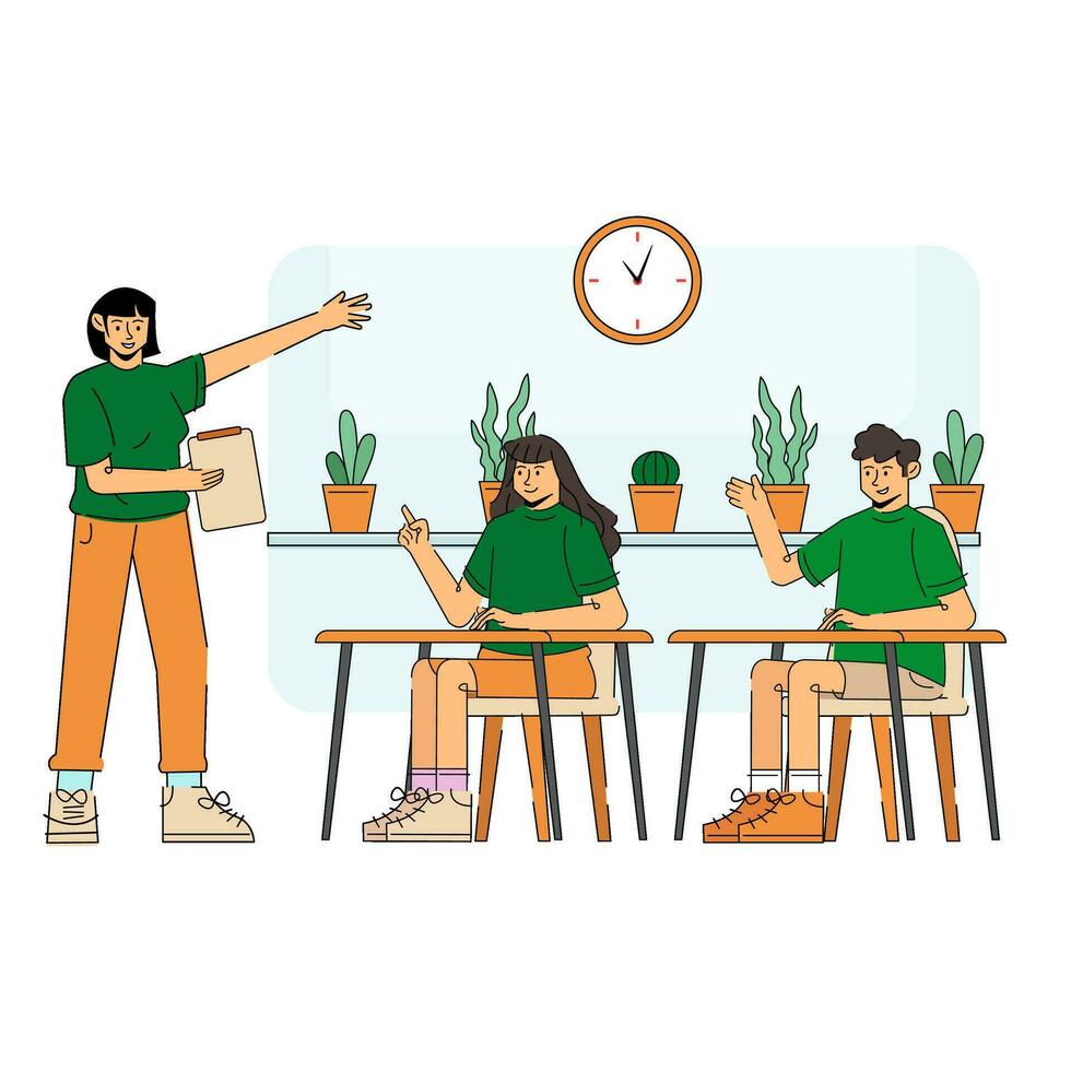 eco amigáveis Sala de aula personagem ilustração vetor