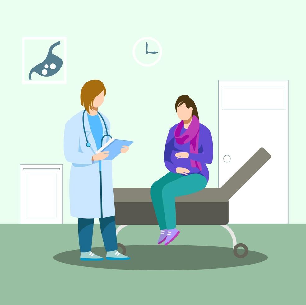 médico com conceito de ilustração de paciente grávida vetor