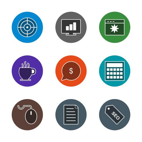 Conjunto de vetor SEO Search Engine Optimization Icons