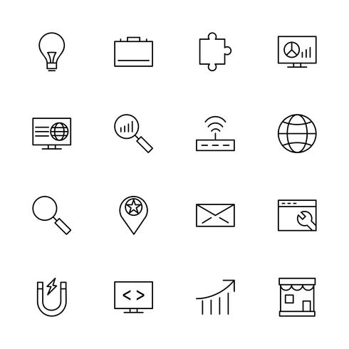 Conjunto de vetor SEO Search Engine Optimization Icons