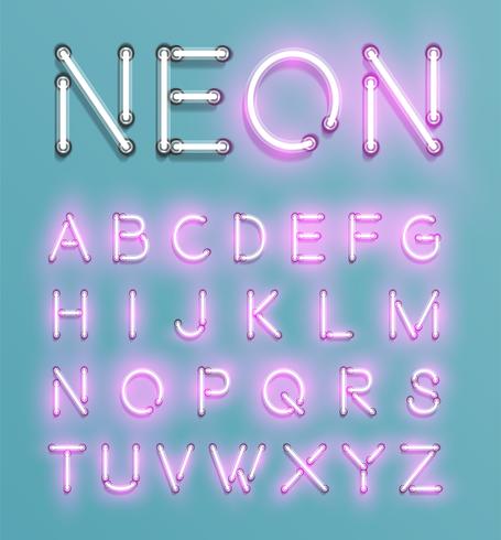 Personagem de néon realista typeset, vector