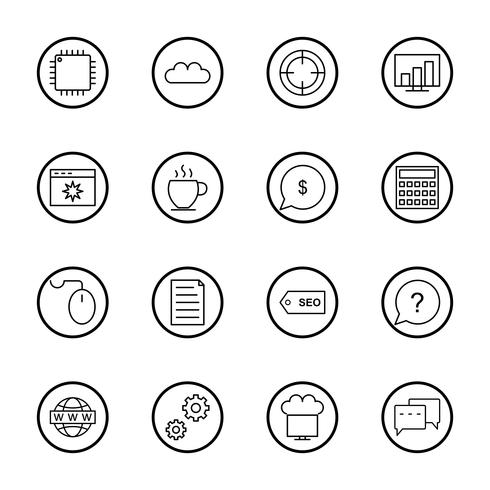 Conjunto de vetor SEO Search Engine Optimization Icons