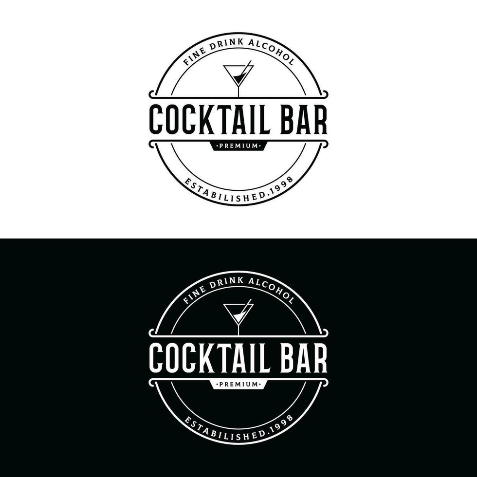 Prêmio qualidade coquetel álcool beber logotipo Projeto com vintage estilo. logotipo para bar, restaurante, bar, negócios, distintivo. vetor