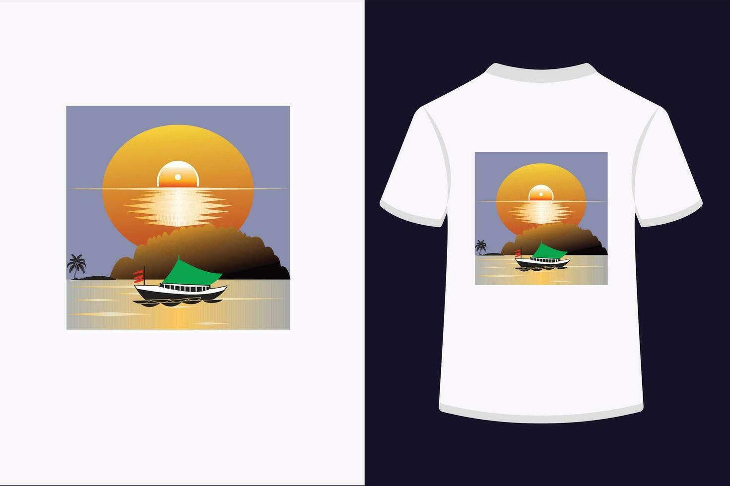 gráficos Projeto com rio barco Sol combinação vetor t camisa Projeto