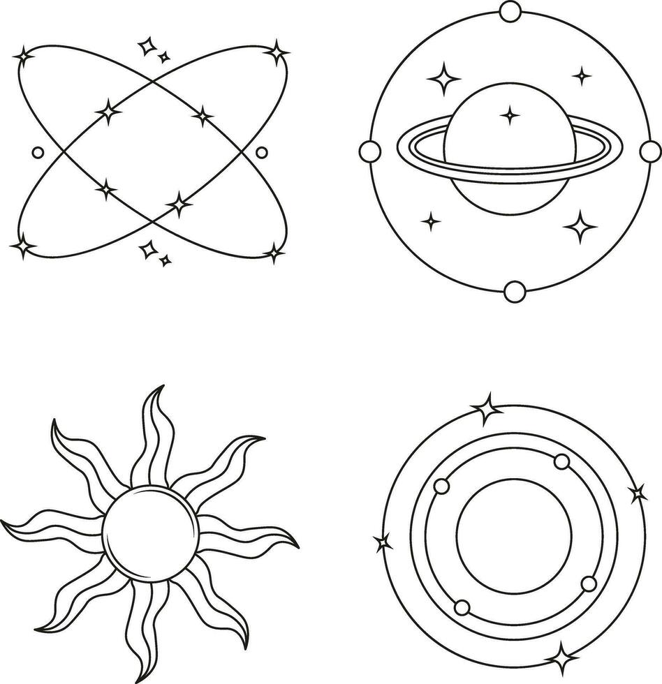 cósmico vintage minimalista forma. na moda linha arte com estrela. isolado vetor