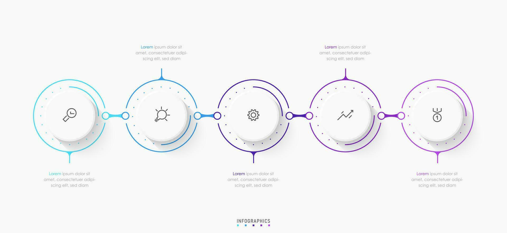 modelo de design de rótulo infográfico vetorial com ícones e 5 opções ou etapas. pode ser usado para diagrama de processo, apresentações, layout de fluxo de trabalho, banner, fluxograma, gráfico de informações. vetor