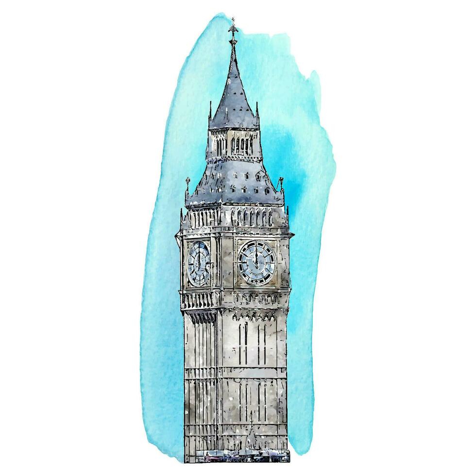 grande ben Londres aguarela mão desenhado ilustração isolado em branco fundo vetor