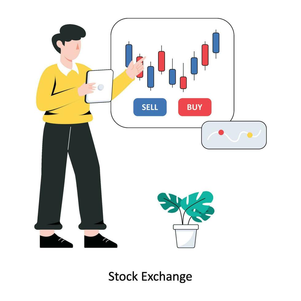 bolsa de valores estilo plano design ilustração vetorial. ilustração de estoque vetor