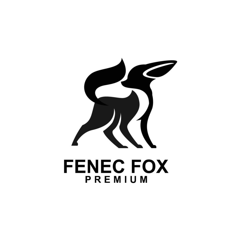 fennec Raposa logotipo ícone Projeto ilustração negativo Preto branco vetor