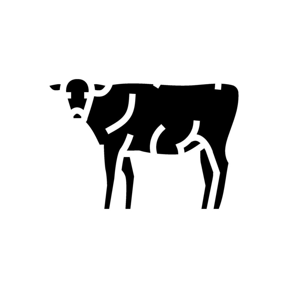 vaca em pé glifo ícone vetor ilustração