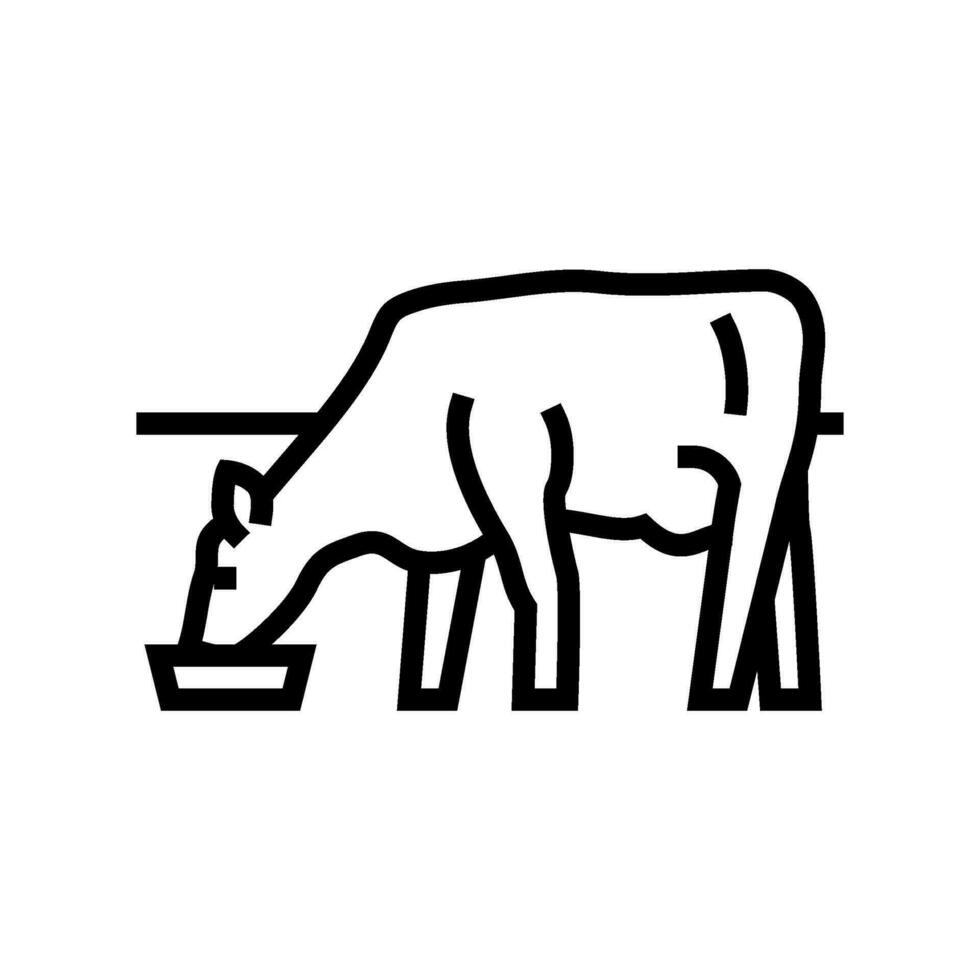 vaca bebendo água linha ícone vetor ilustração