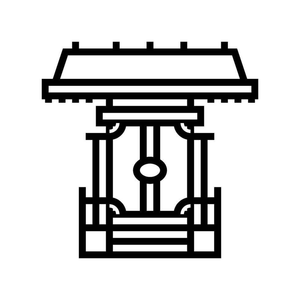 kamidana família santuário Xintoísmo linha ícone vetor ilustração
