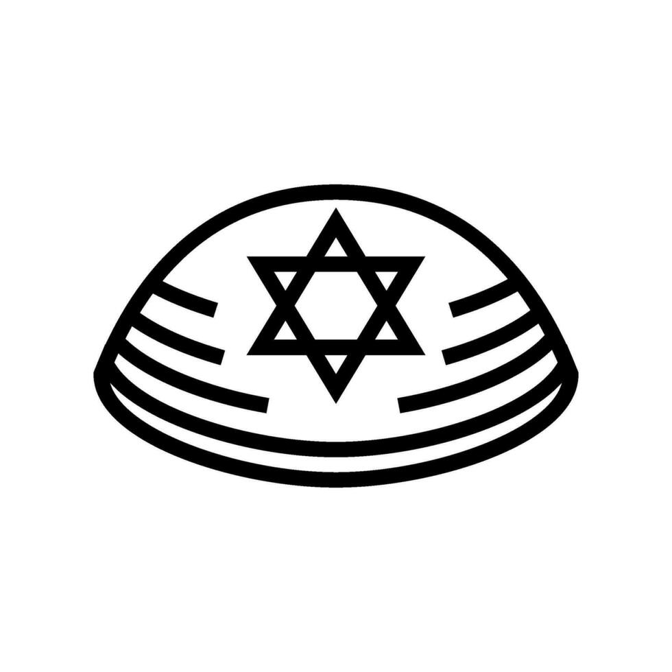 quipá Yarmulke judaico linha ícone vetor ilustração