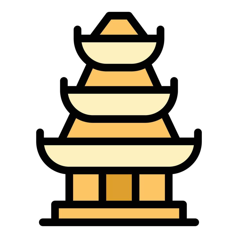 japonês pagode ícone vetor plano