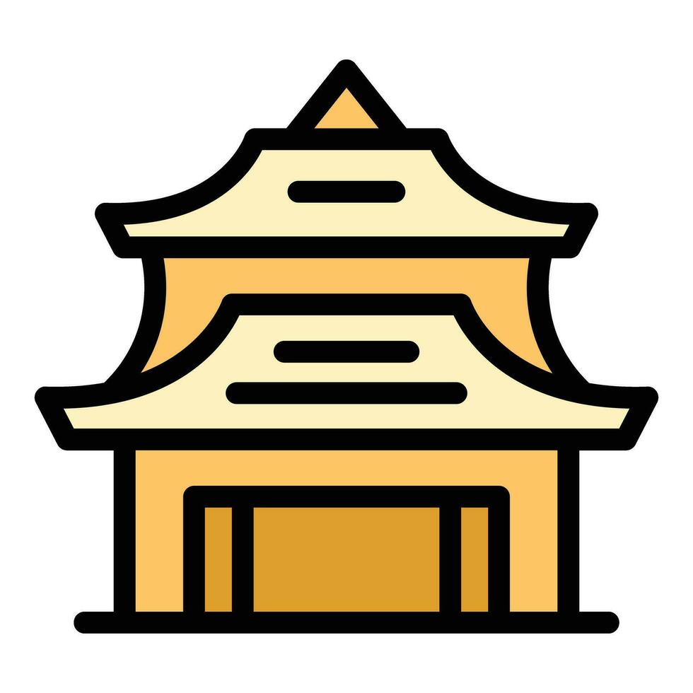 ásia pagode ícone vetor plano