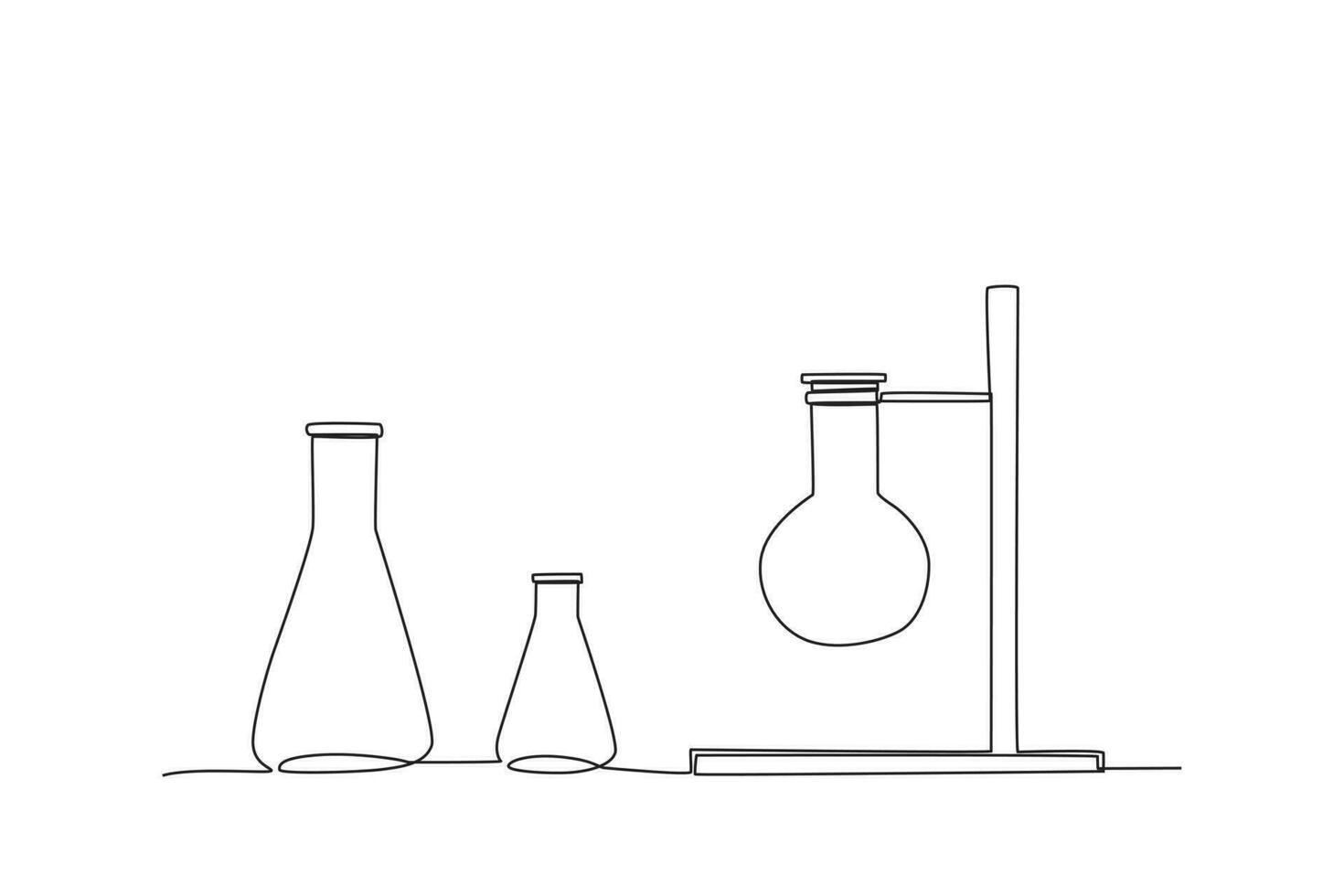 dois erlenmeyers e uma volumétrico frasco em a braçadeira vetor