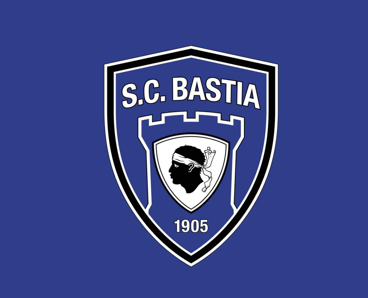 Bastia clube logotipo símbolo ligue 1 futebol francês abstrato Projeto vetor ilustração com azul fundo