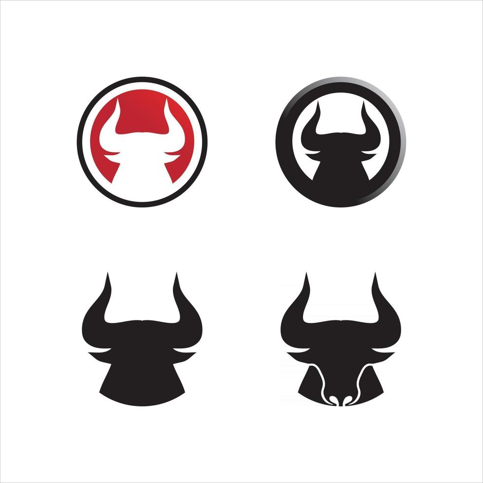 App de ícones de modelos de símbolos e logotipo de vaca com cabeça de chifre de touro vetor