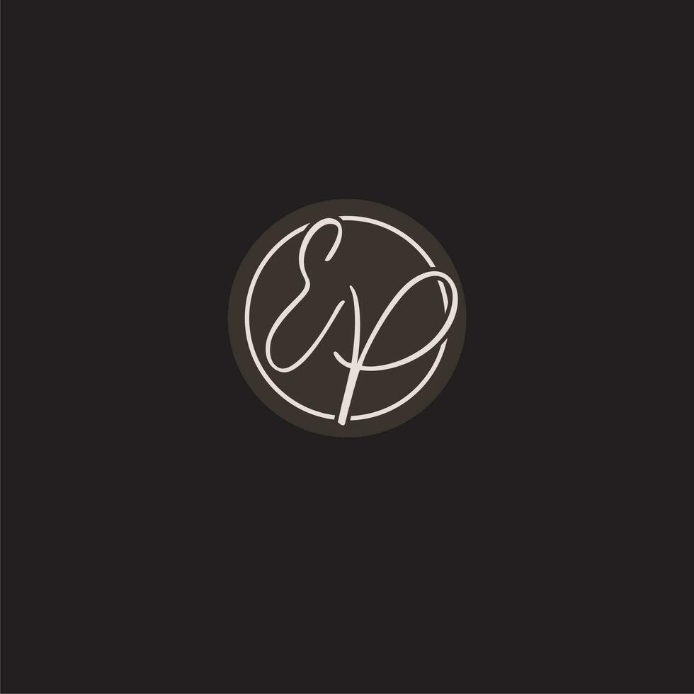 iniciais ep logotipo monograma com simples círculo linha estilo vetor