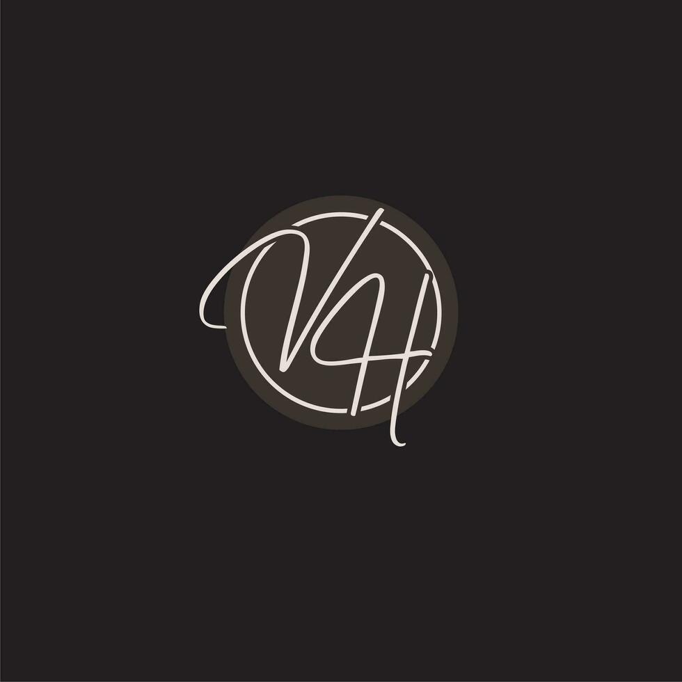 iniciais vh logotipo monograma com simples círculo linha estilo vetor